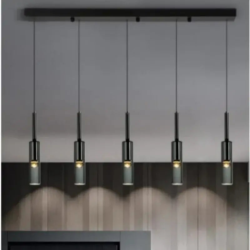 Suspension Design Moderne Cylindre Noir Verre Élégance Chic