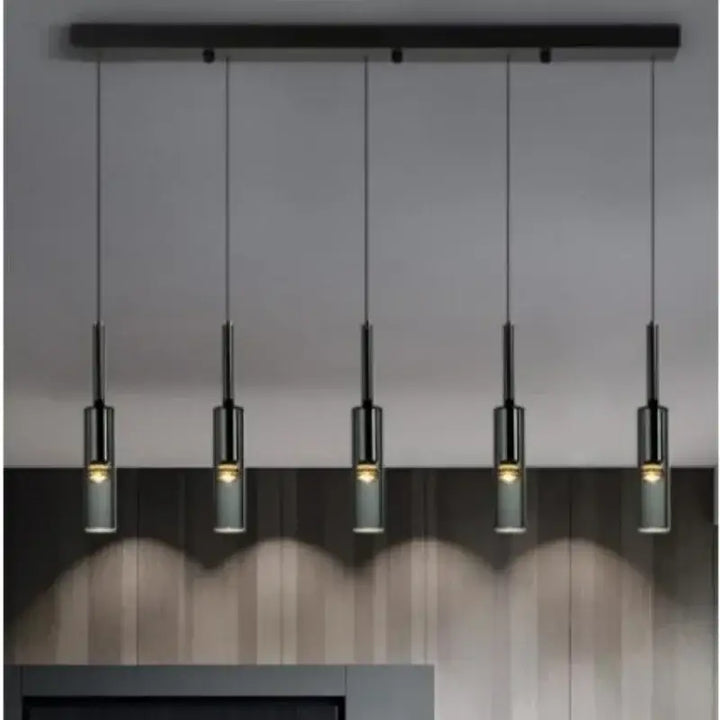 Suspension Design Moderne Cylindre Noir Verre Élégance Chic
