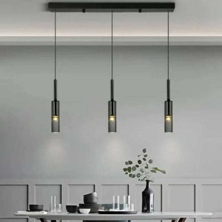 Suspension Design Moderne Cylindre Noir Verre Élégance Chic