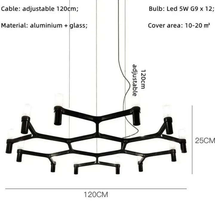Suspension moderne aluminium verre ambiance chic noir