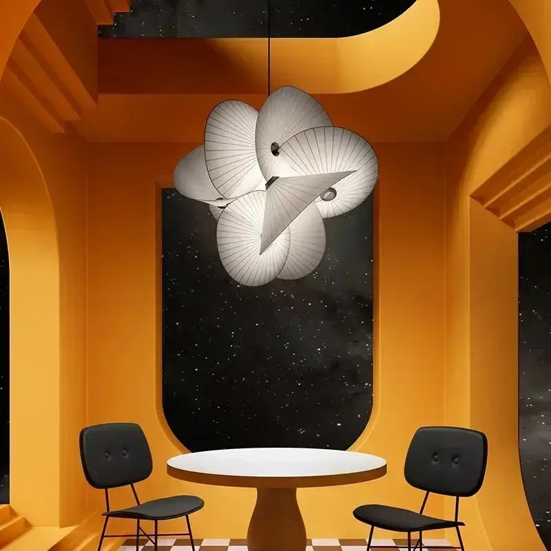 Suspension Design Moderne Pétales Blancs Sculpturale

