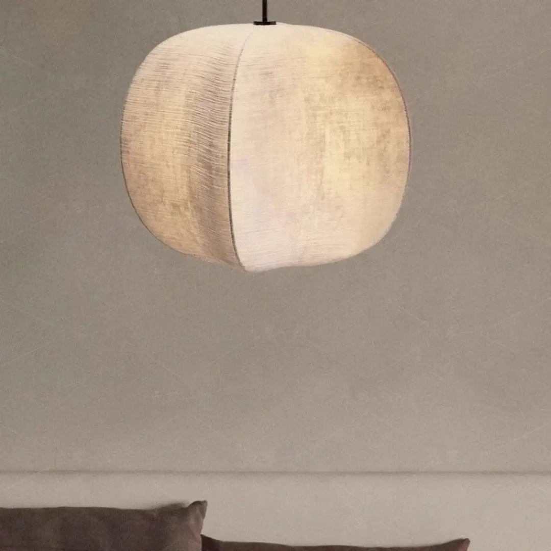 Suspension Design Moderne Sphère Bicolore Tissu Et Blanc
