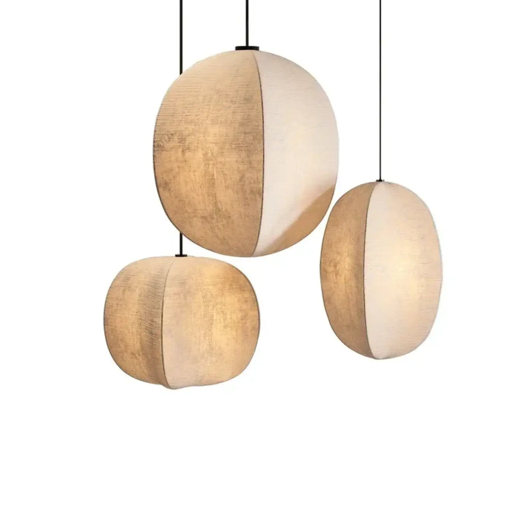 Suspension Design Moderne Sphère Bicolore Tissu Et Blanc