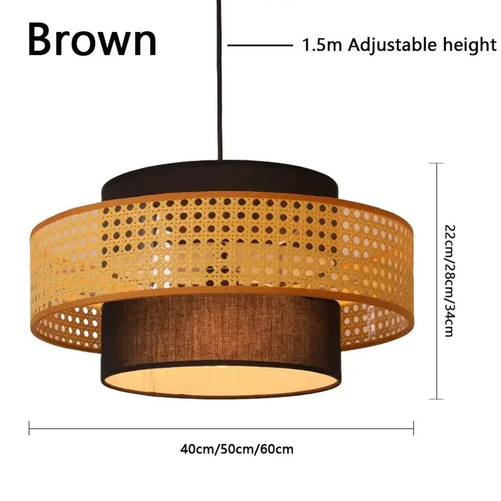 Suspension design naturelle rotin tressé et textile chic