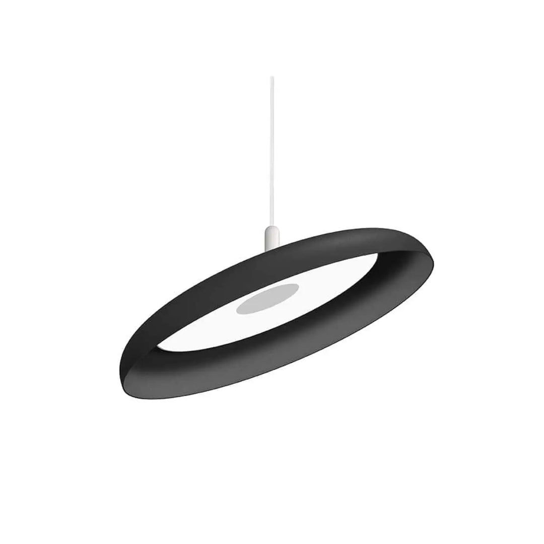 Suspension Nivél noir texturé de 56 cm, câble blanc
