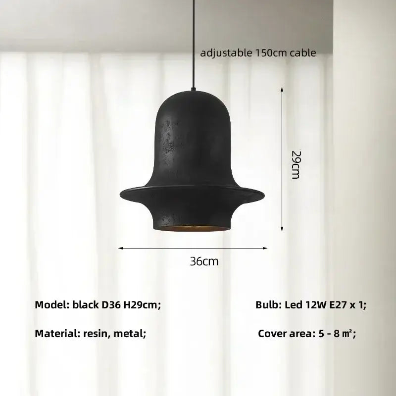 Suspension design noire cloche large moderne et unique