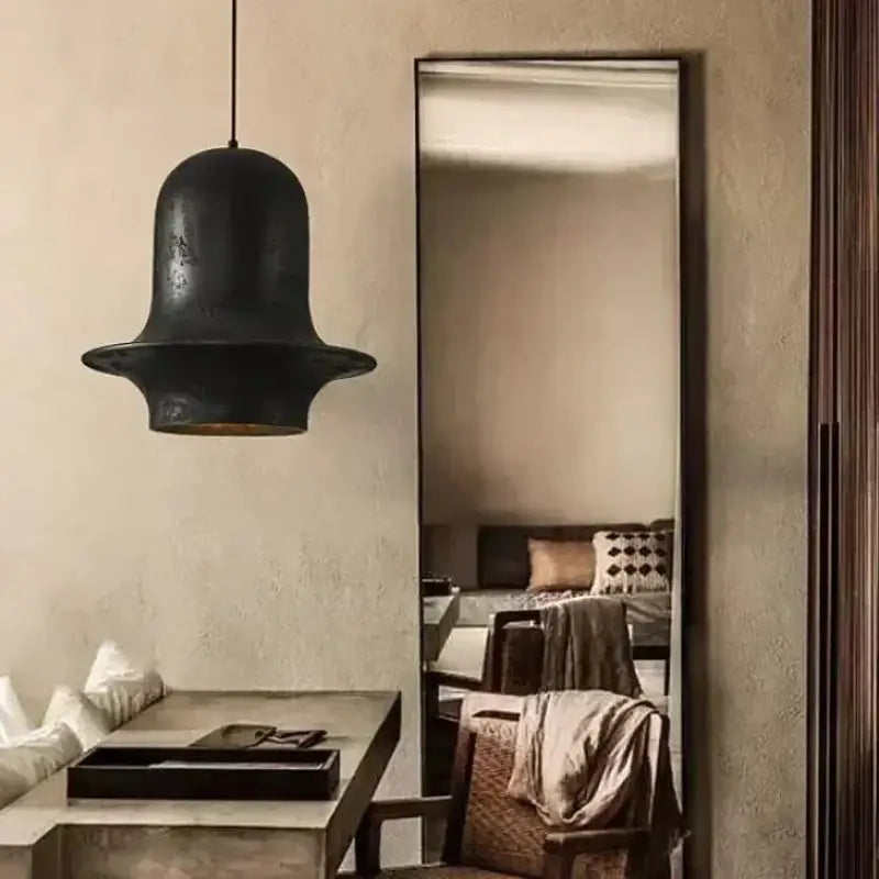 Suspension design noire cloche large moderne et unique
