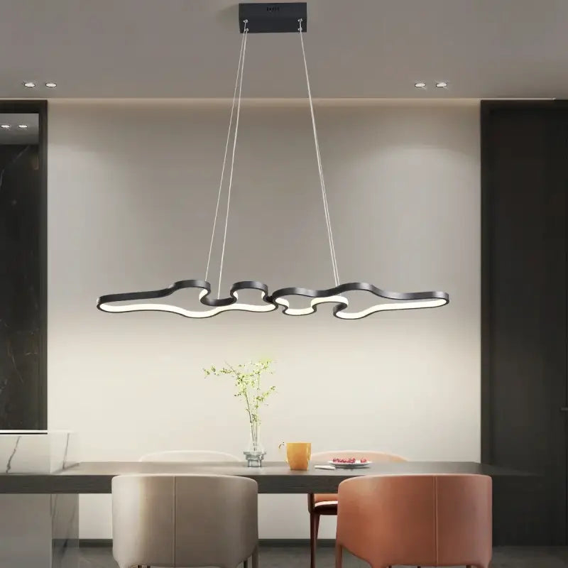 Suspension Design Ondulée Style Moderne Et Lumière Intégrée Élégant