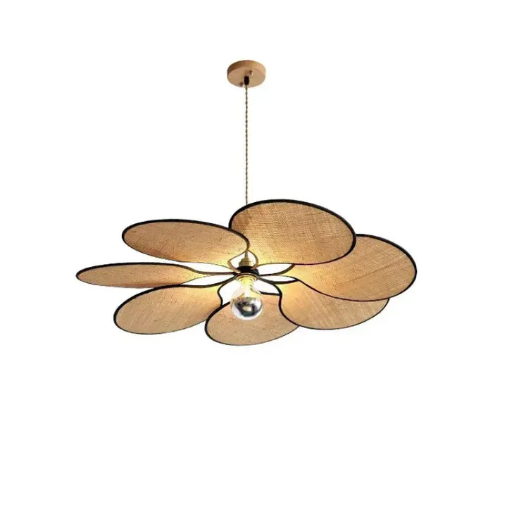 Suspension en paille tressée forme florale style bohème