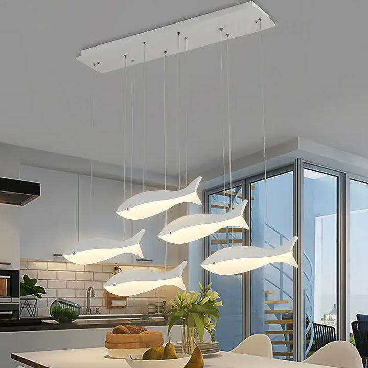 Modern LED Chandelier For Living Room Dining Room Kitchen Home Pendant Lamp White Acrylic fish shape Ceiling Hanging