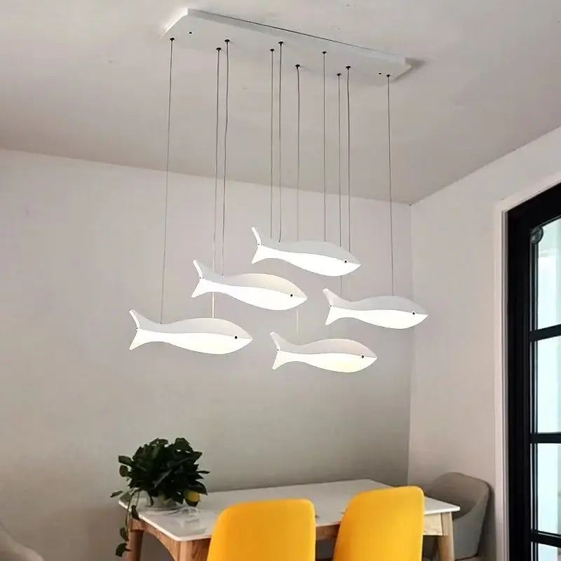 Modern LED Chandelier For Living Room Dining Room Kitchen Home Pendant Lamp White Acrylic fish shape Ceiling Hanging