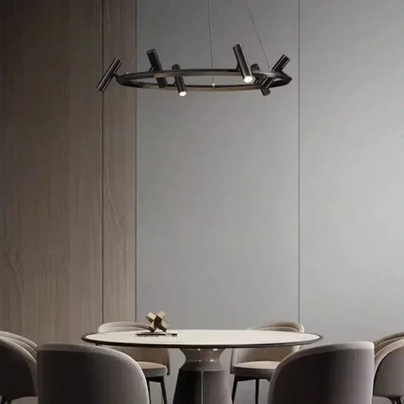 Suspension Design À Projecteurs Noirs Pour Salle À Manger Élégante