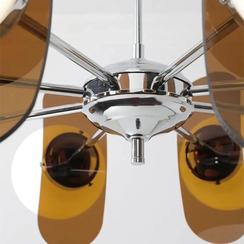 Suspension Design Rétro En Verre Sculpté Marron Esthétique