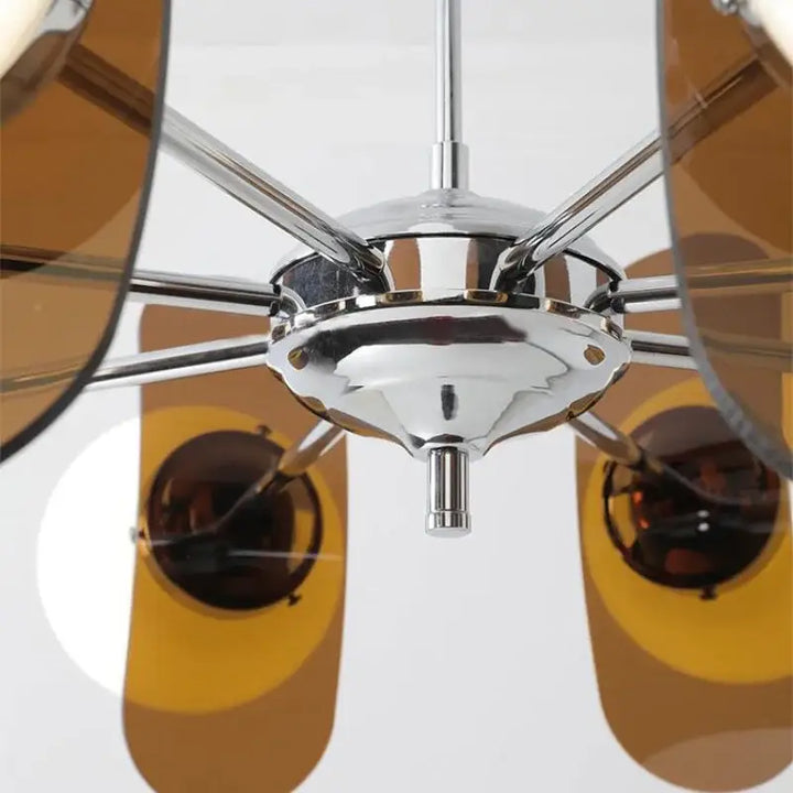 Suspension Design Rétro En Verre Sculpté Marron Esthétique