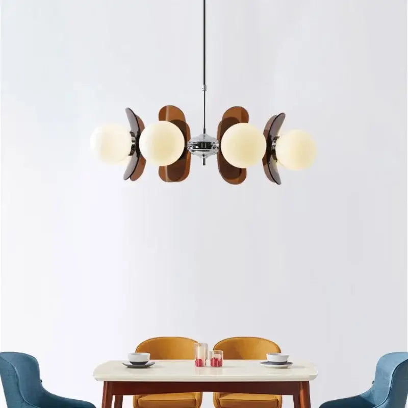 Suspension Design Rétro En Verre Sculpté Marron Esthétique