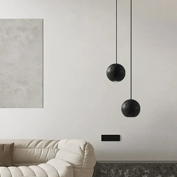 Suspension design sphère moderne éclairage noir chic