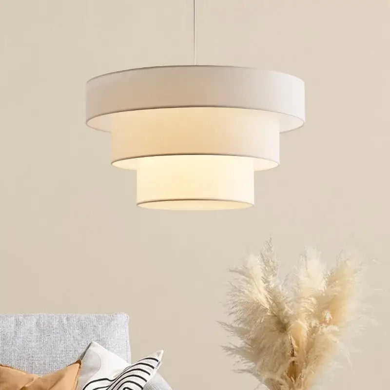 Suspension Design En Tissu Forme Cylindre Superposé Look Chic