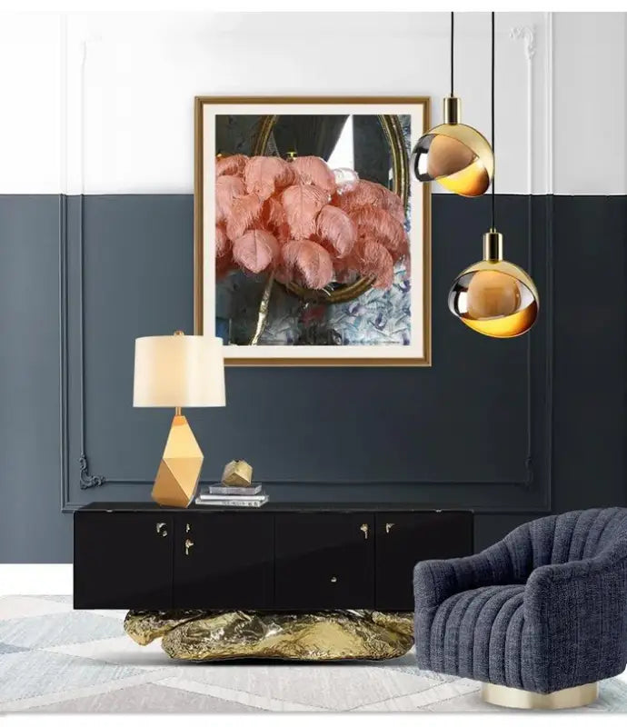 Suspension Design En Verre Fumé Et Doré Moderne