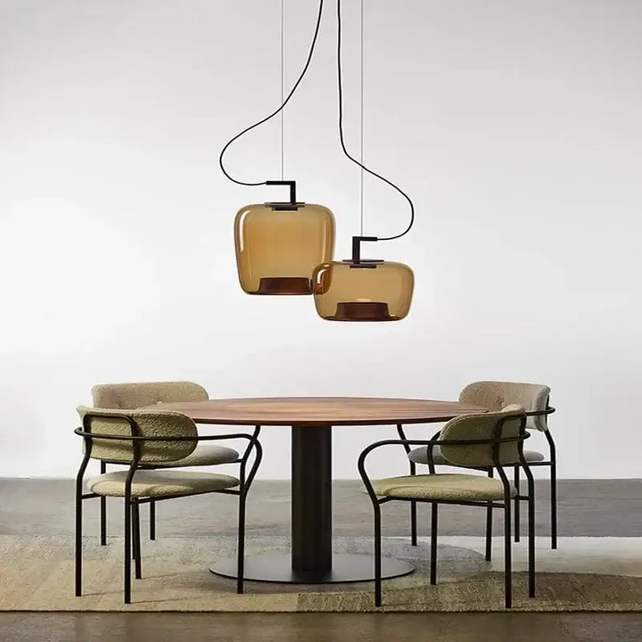 Suspension Design Verre Fumé Moderne Noir Élégance Chic Style