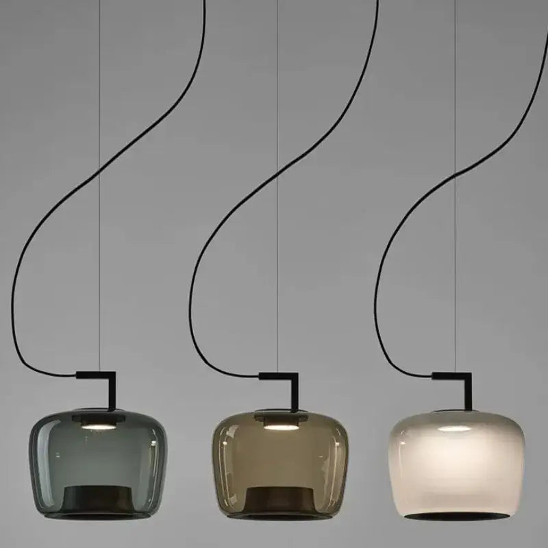 Suspension Design Verre Fumé Moderne Noir Élégance Chic Style