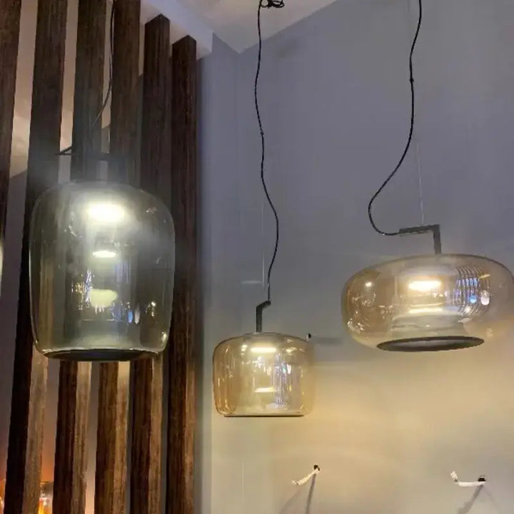 Suspension Design Verre Fumé Moderne Noir Élégance Chic Style