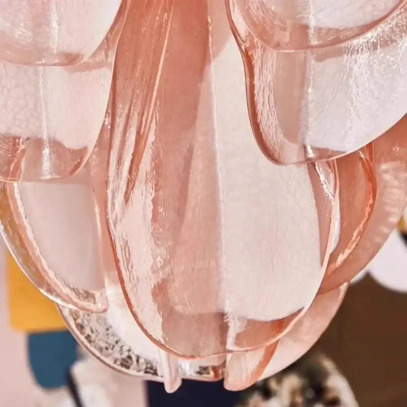 Suspension verre pétales luxe décoratif élégante rose chic
