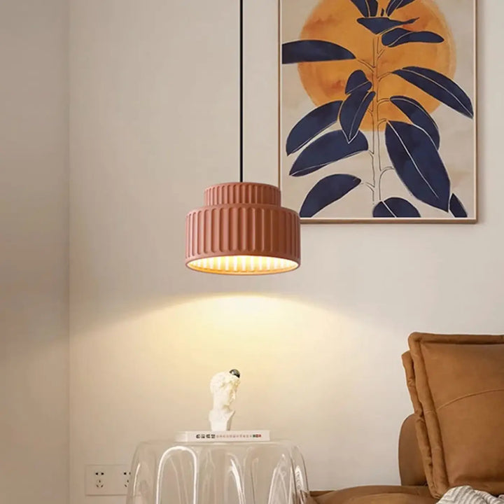 Suspension design verte abat jour plissé au style scandinave