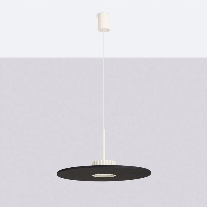 Suspension Ovo beige et noire à disque de feutre, éteinte