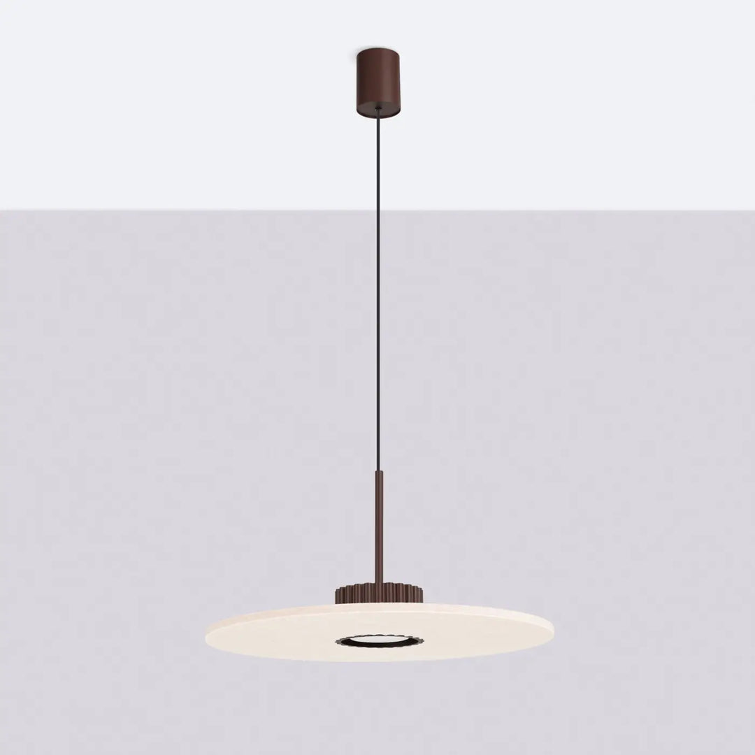 Suspension Ovo marron et beige à disque de feutre, éteinte
