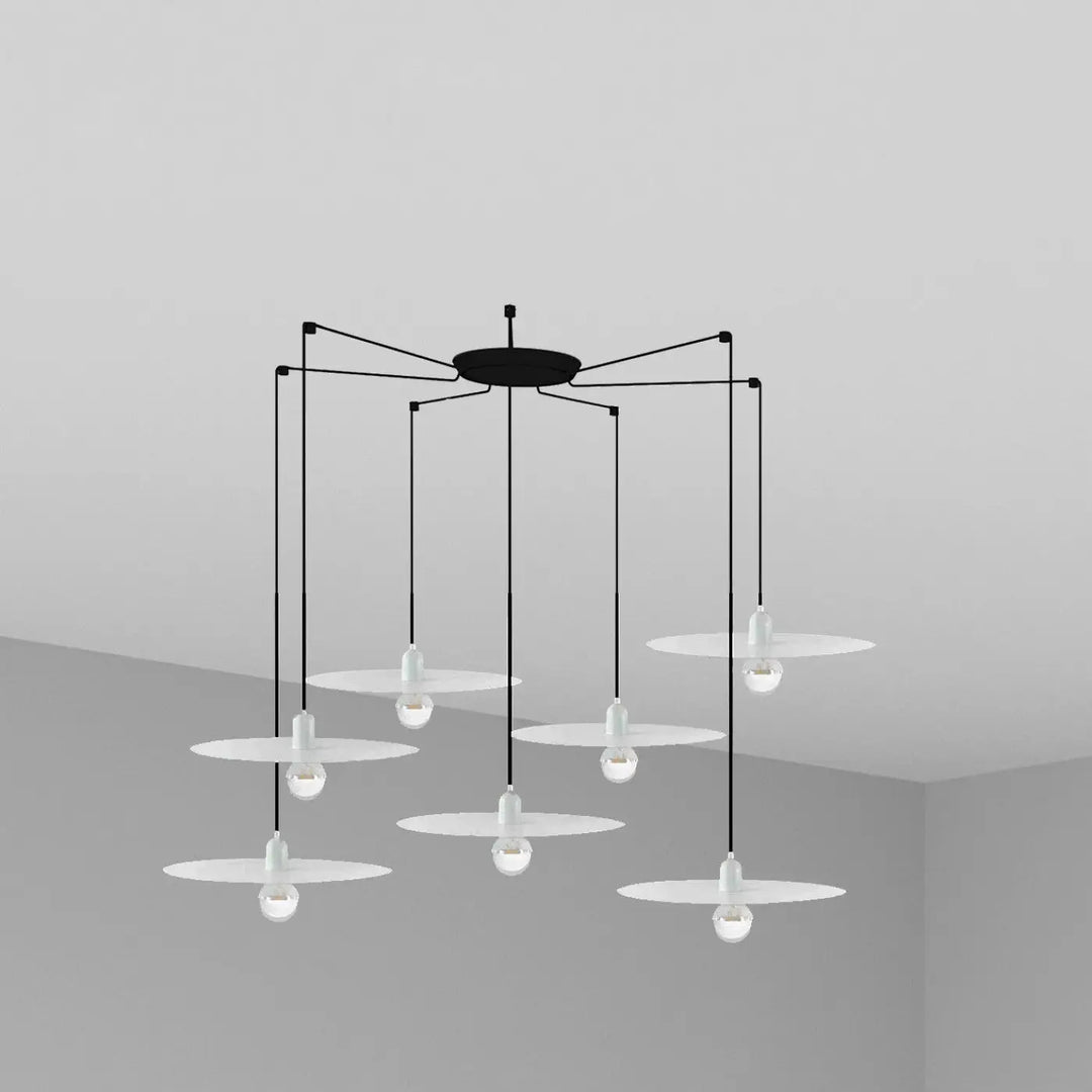 Suspension Plat blanche 7 lumières de Faro Barcelona