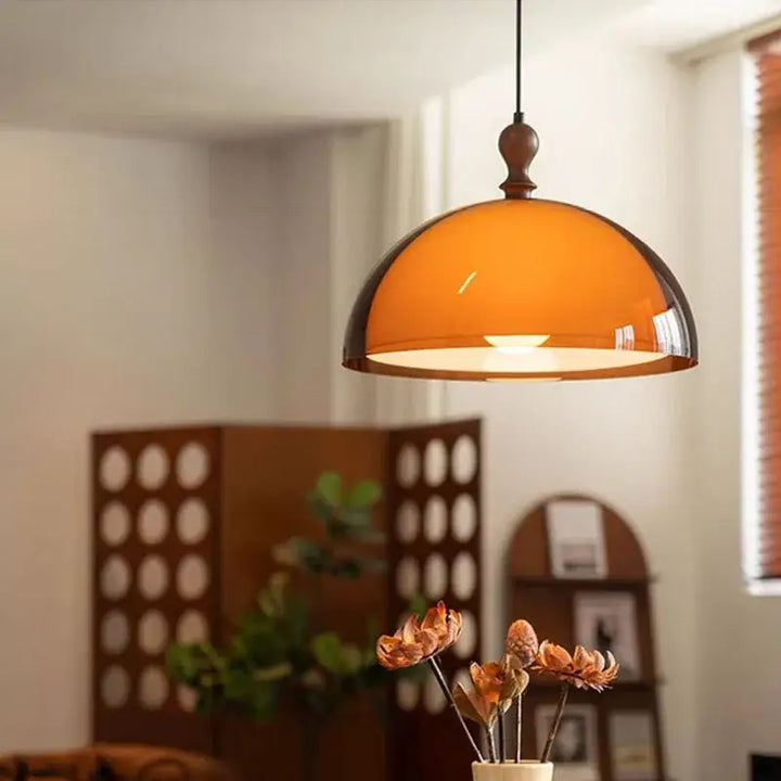 Suspension dôme en verre ambré style rétro pour cuisine ou salon

