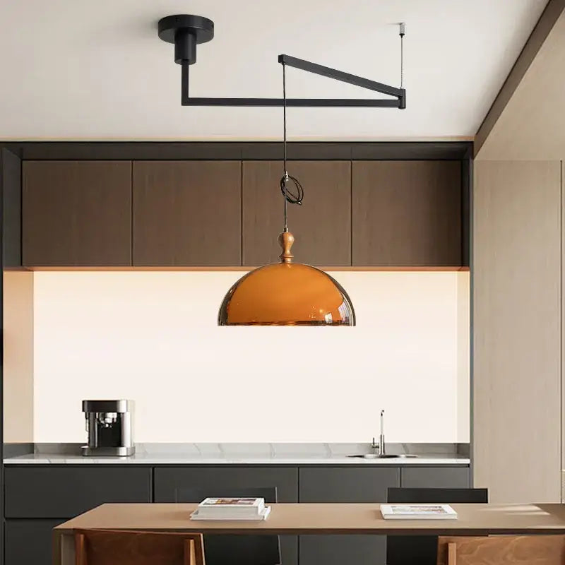 Suspension dôme en verre ambré style rétro pour cuisine ou salon

