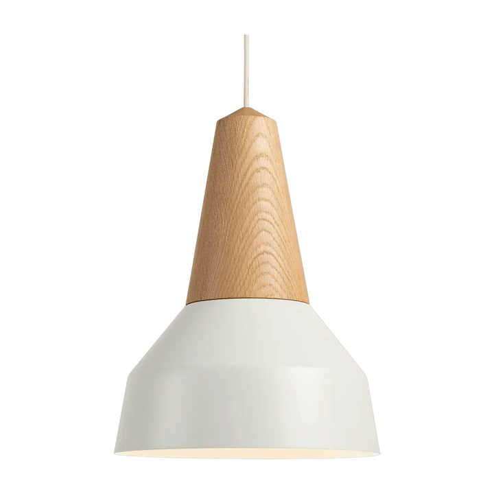 Suspension Eikon Basic en chêne avec abat-jour blanc #couleur_blanc