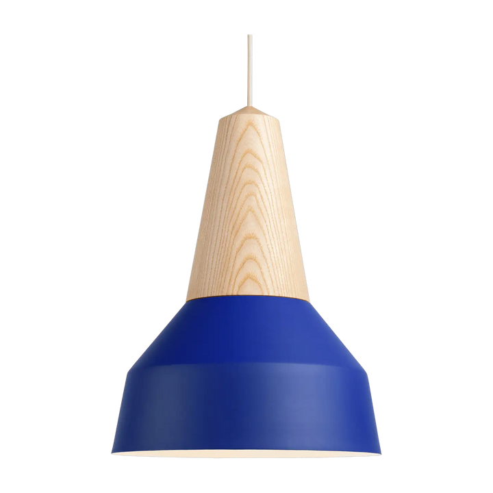 Suspension Eikon Basic en frêne avec abat-jour bleu #couleur_bleu