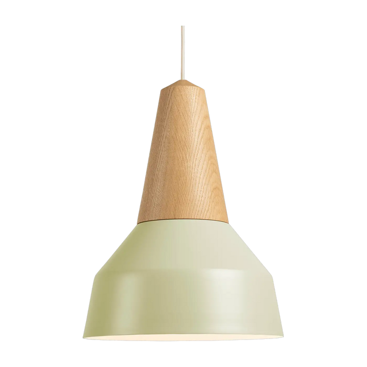 Suspension Eikon Basic en chêne avec abat-jour vert pistache #couleur_vert