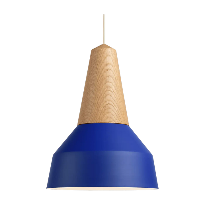 Suspension Eikon Basic en chêne avec abat-jour bleu #couleur_bleu