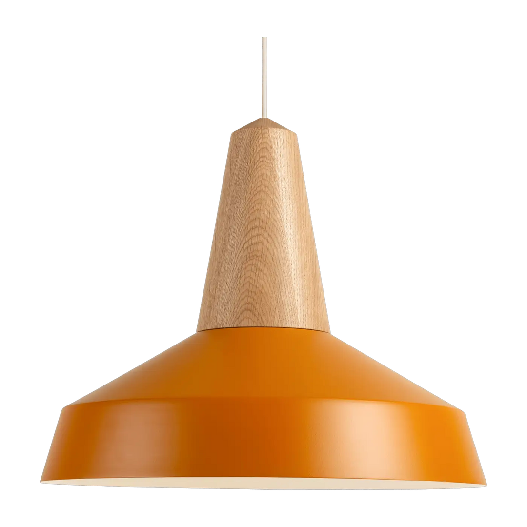 Suspension Eikon Circus en chêne avec abat-jour curcuma #couleur_jaune