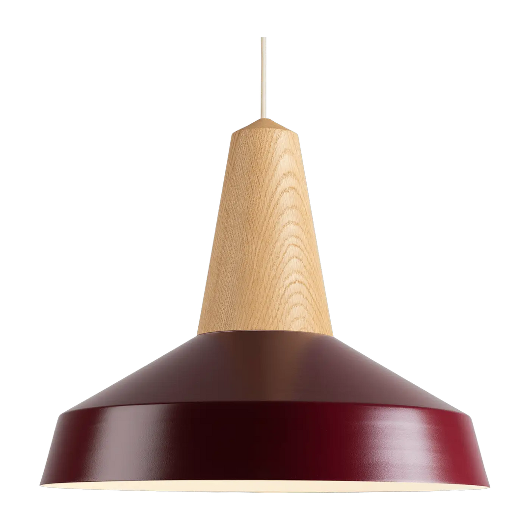Suspension Eikon Circus en chêne avec abat-jour bourgogne #couleur_rouge