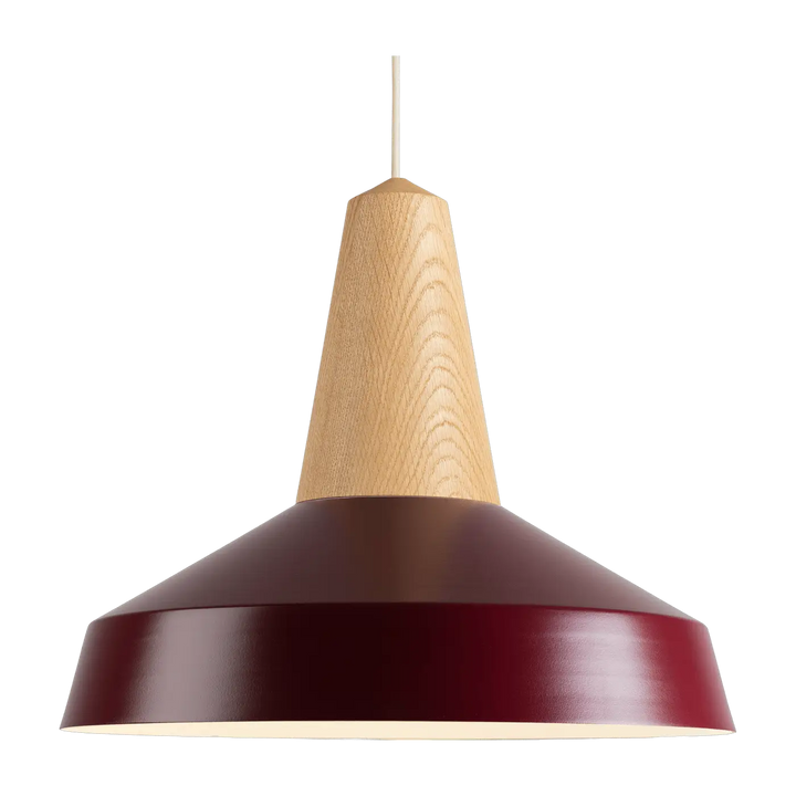 Suspension Eikon Circus en chêne avec abat-jour bourgogne #couleur_rouge