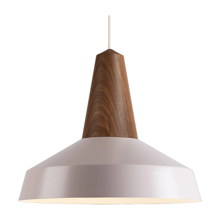Suspension Eikon Circus en noyer avec abat-jour rose pâle #couleur_rose