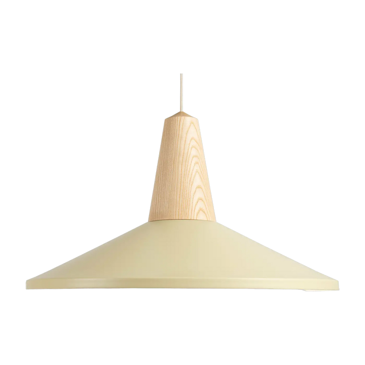 Suspension Eikon Shell en frêne et acier jaune cire #couleur_jaune