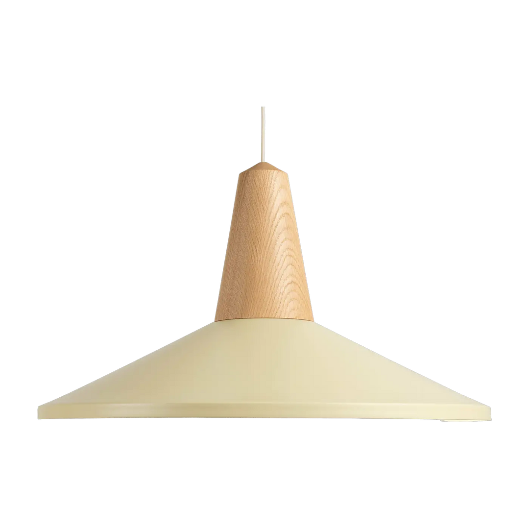 Suspension Eikon Shell en chêne et acier jaune cire #couleur_jaune