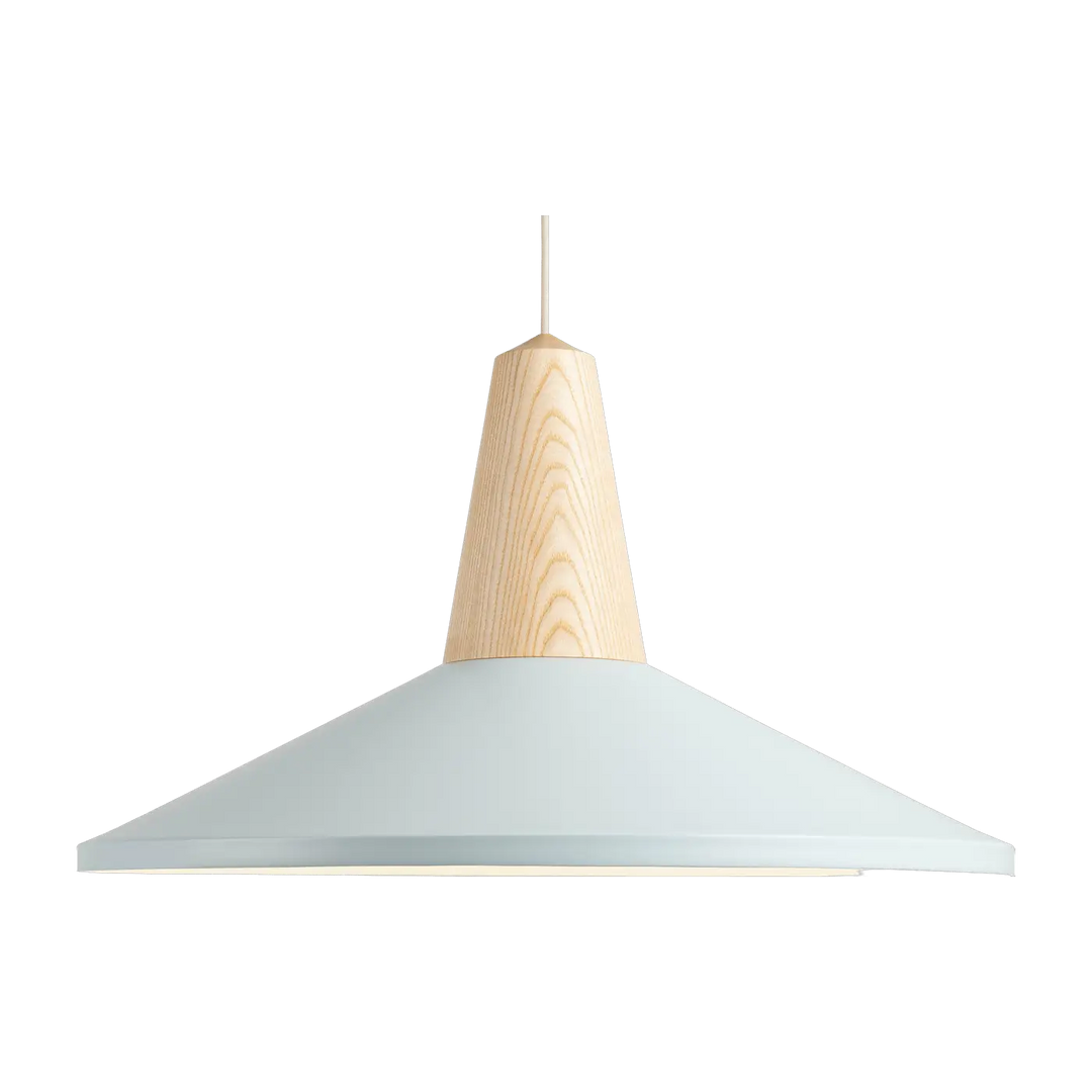 Suspension Eikon Shell en frêne et acier bleu ciel #couleur_bleu