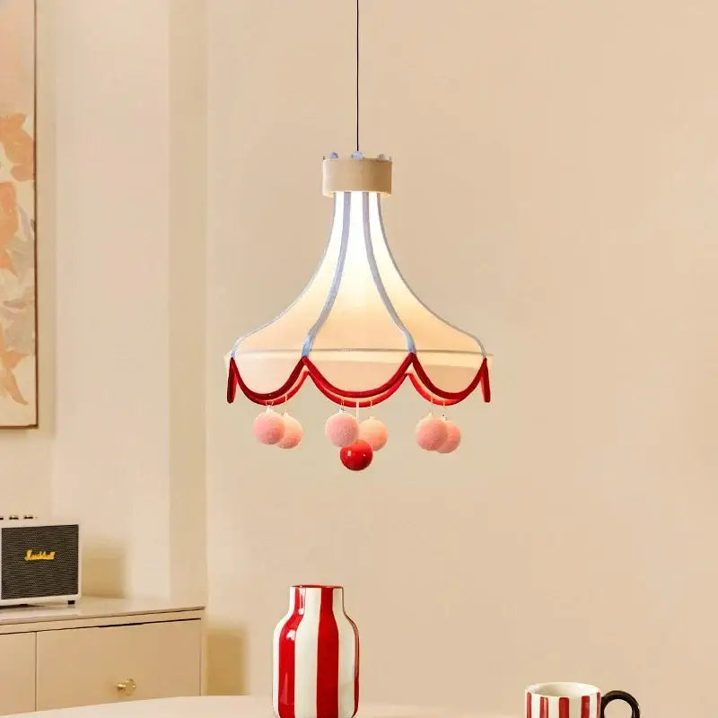 Suspension design cirque luminaire ludique beige fun