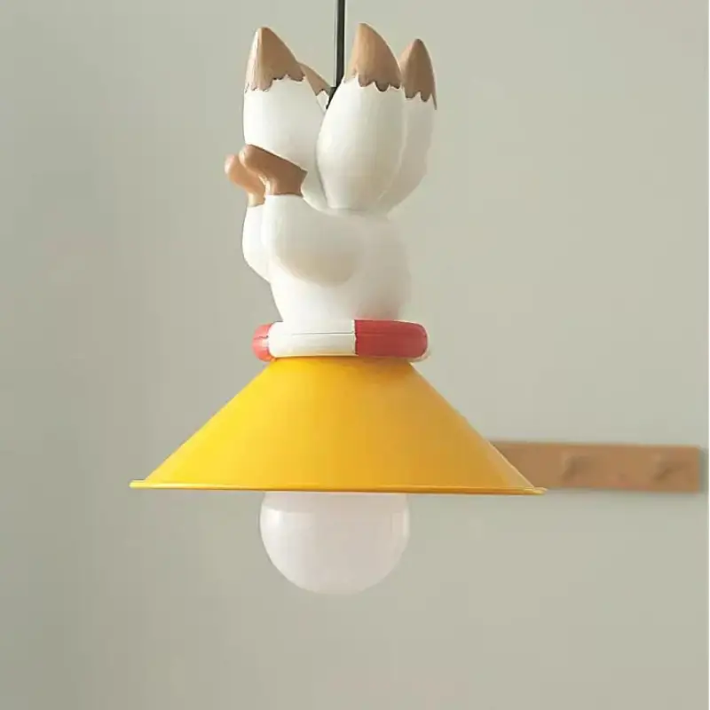 Suspension avec petits chiots décoratifs lampe jaune et blanc