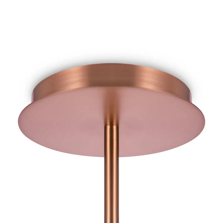 Suspension erich art déco en verre soufflé avec finition rose gold et base circulaire élégante pour plafond