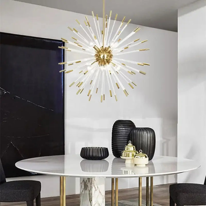 Suspension design art déco en verre doré blanc élégant