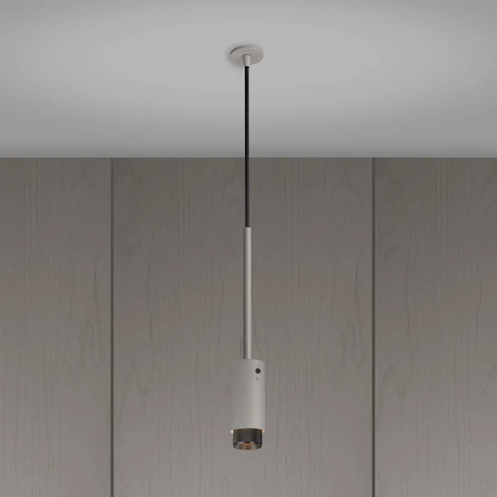 Suspension Exhaust à gravure quadrillée Pierre aux détails en bronze fumé #couleur_gris