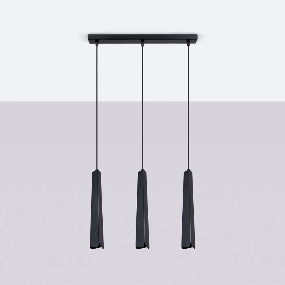 Suspension Prysm noire en acier, éteinte