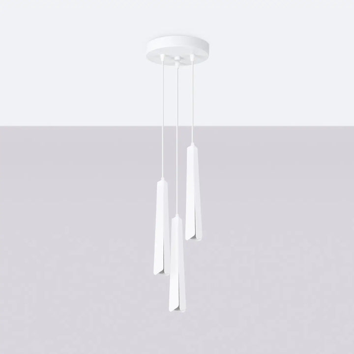 Suspension Prysm blanche en acier, éteinte